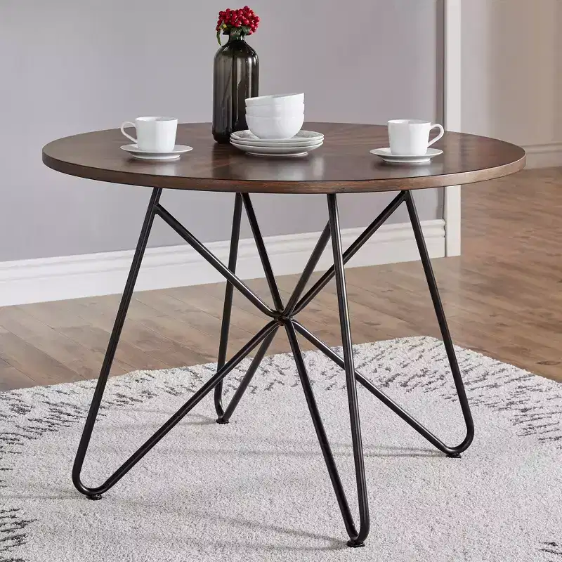 Norfolk Walnut Finish Round 5-Piece Dining Set - INSPIRE Q