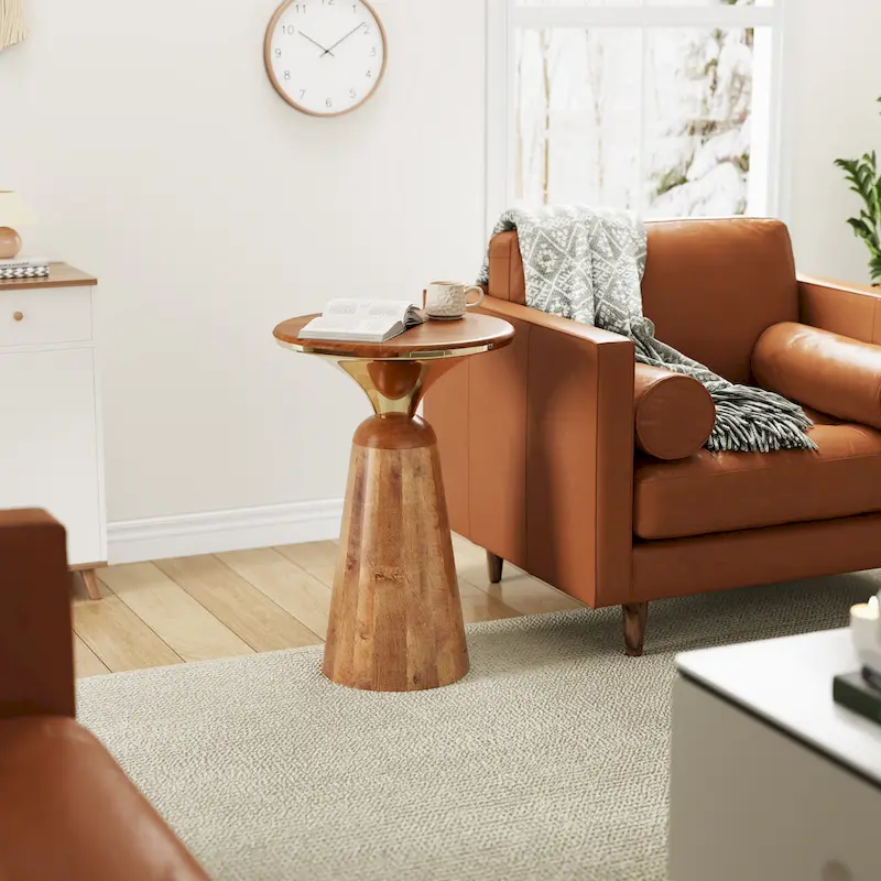 Mango Wood and Metal End Table