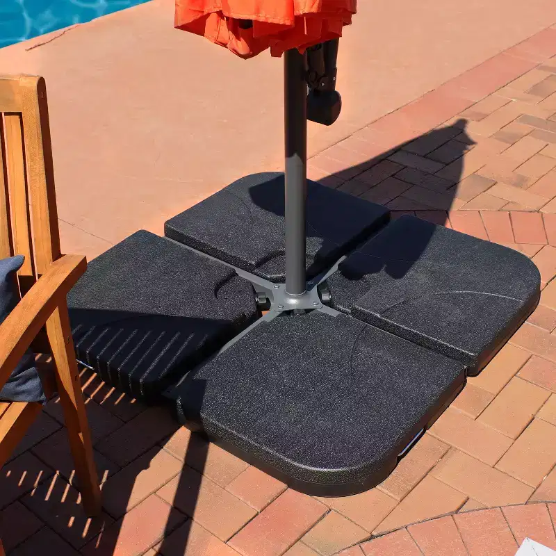 Sunnydaze Outdoor Heavy-Duty Fillable Cantilever Offset Cross Style Patio Umbrella Base Weight Plates - Black - 4pk