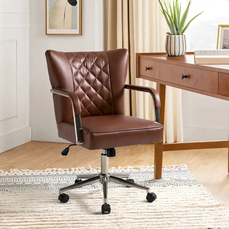 Felice Modern Swivel Height Adjustment Diamond-Tufted Office Chair by HULALA HOME