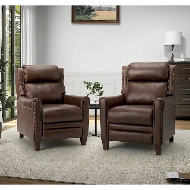 Felisa 32.48  Wide Genuine Leather Manual Recline Set of 2