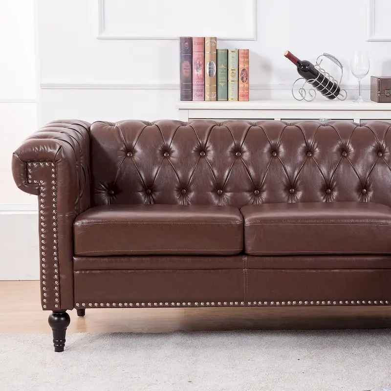 L-Shaped Sectional Sofa with PU Leather Upholstery