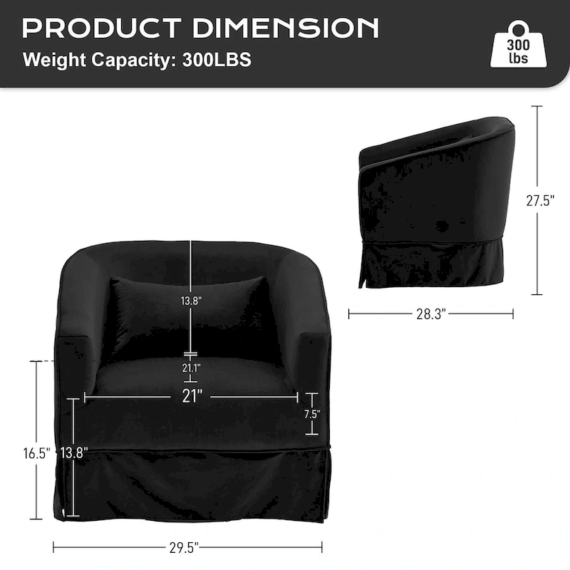 Ouyessir Set of 2 Swivel Barrel Chair 360 Degree Upholstered Accent Chair Fabric Armchair