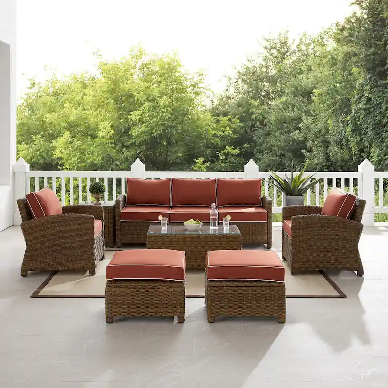 Crosley Bradenton 7Pc Outdoor Wicker Sofa Set - 151 W x 163 D x 32.5 H