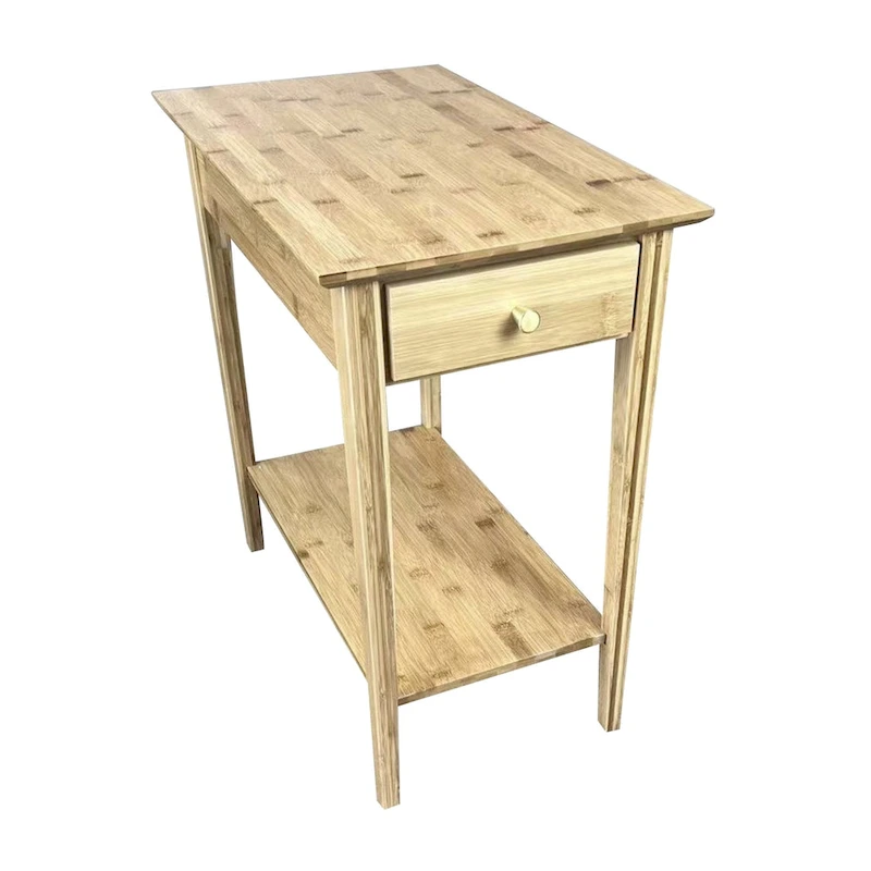 Solid Bamboo Recliner Table with Drawer