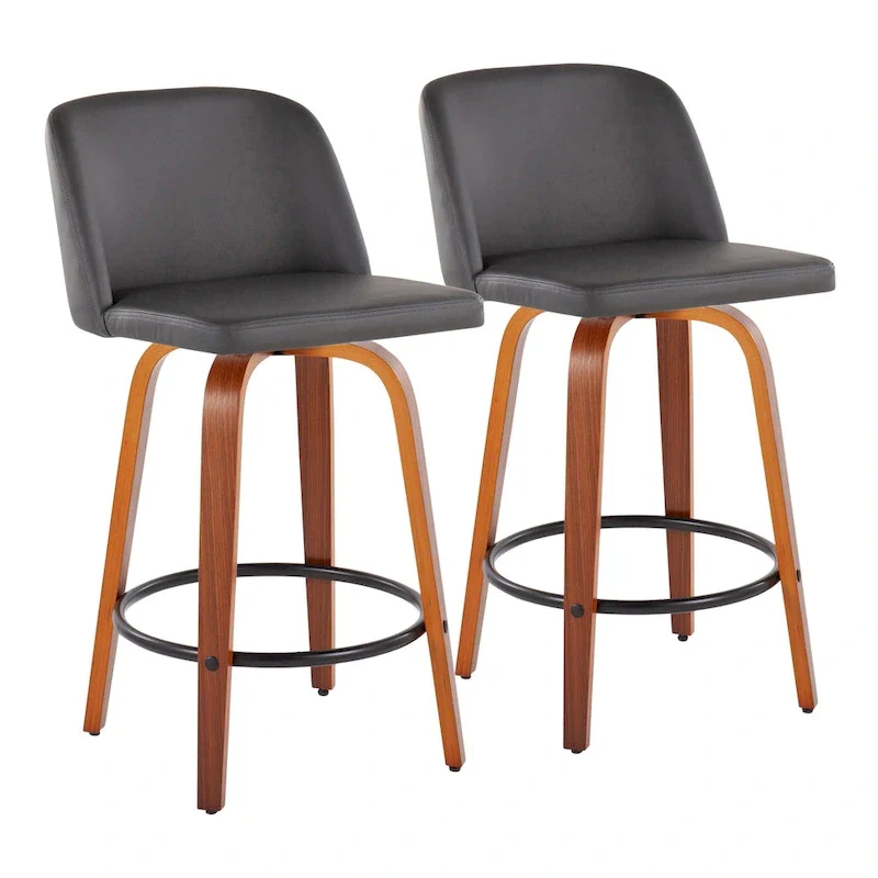 Vallberga 26 Counter Stool with Black Round Footrest (Set of 2)