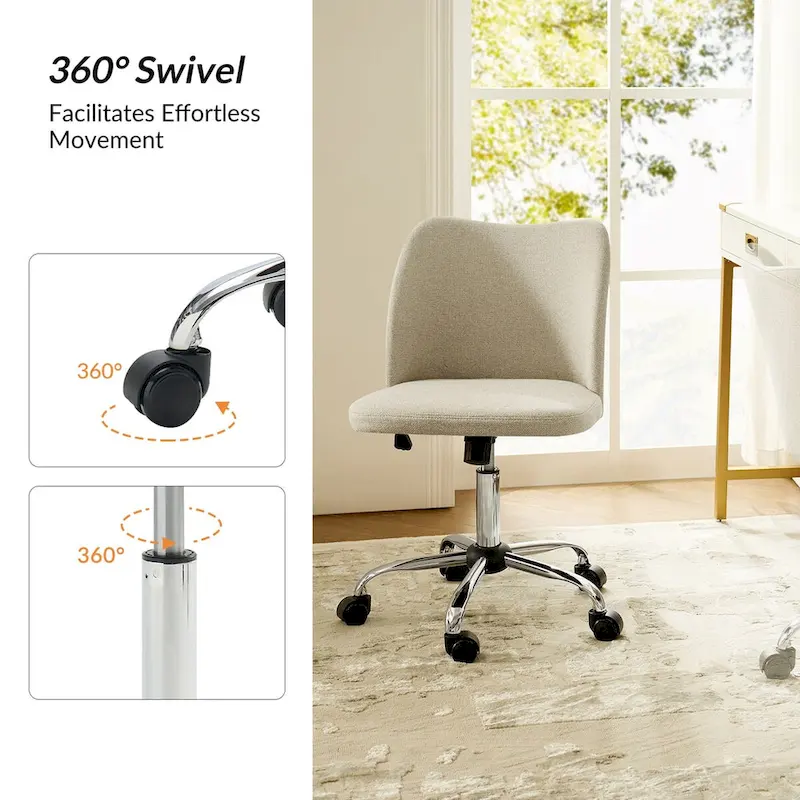 Sergio Modern Armless Office Chair with Mental Leg by HULALA HOME