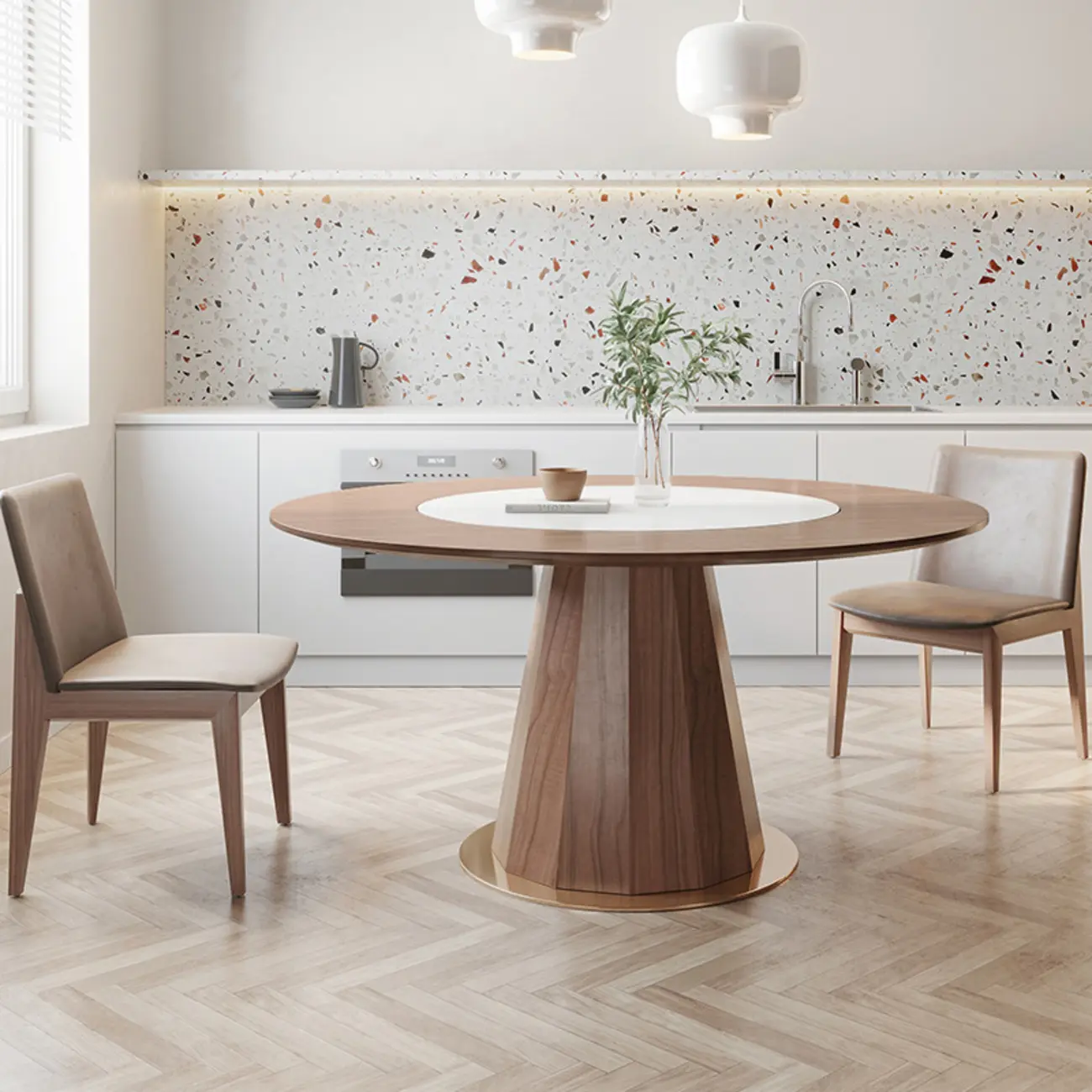 Modern Wood Round Dining Table