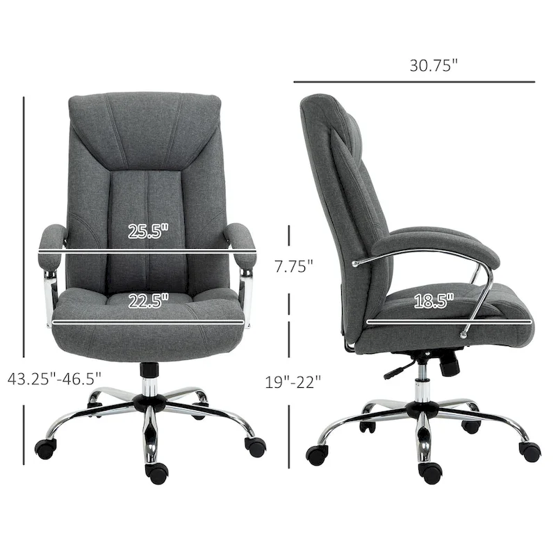 Vinsetto High Back Swivel Home Office Chair Task Ergonomic Linen Fabric Computer Chair, with Arm, Adjustable Height