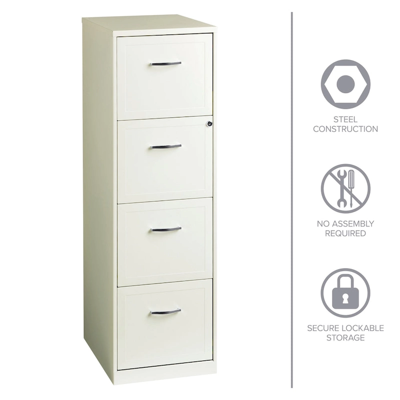 Space Solutions Pearl White 4 Drawer Metal Vertical File Cabinet