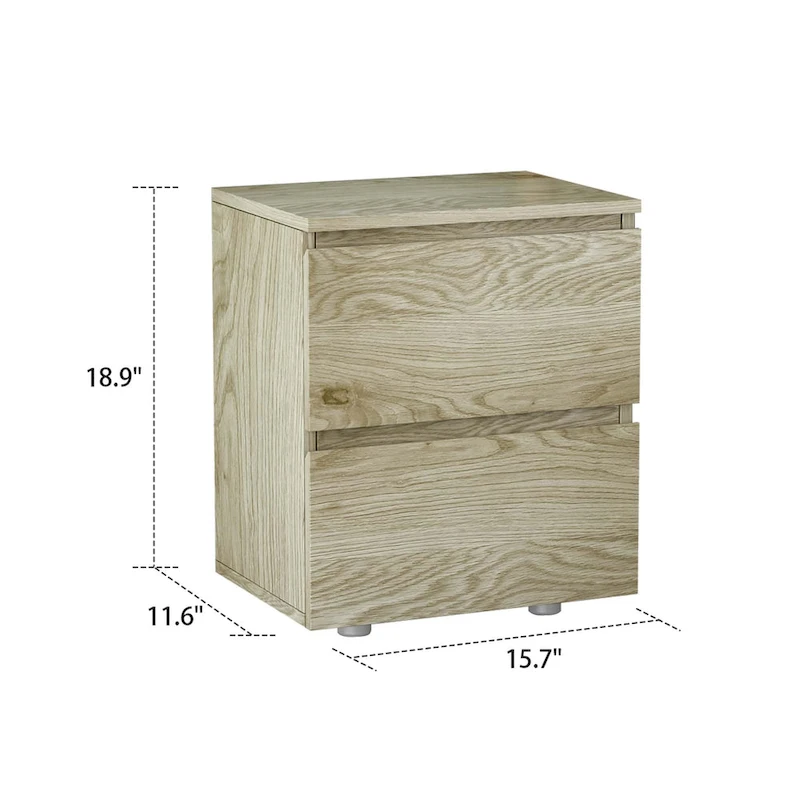 18.9 Tall 15.7W 2 - Drawer Nightstand Chest End Table