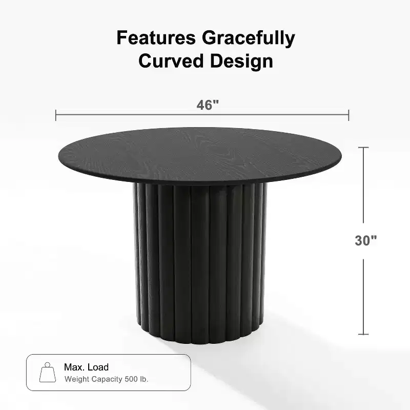 PexFix 46 Round Solid Wood Dining Table Kitchen Tables