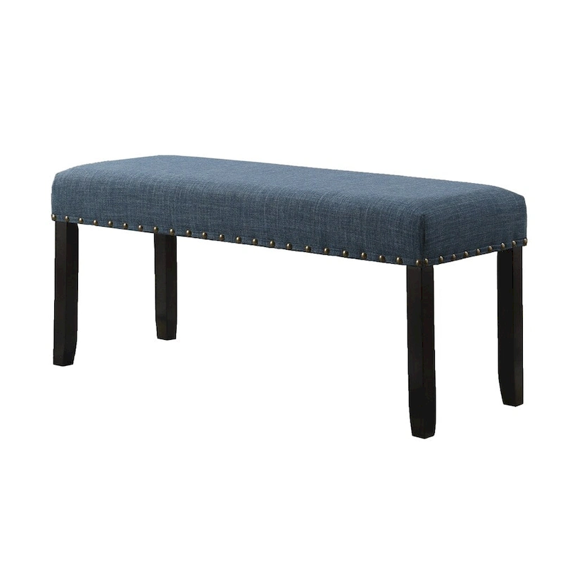 Fabric Dining Bench with Nailhead Trim and Wood Frame