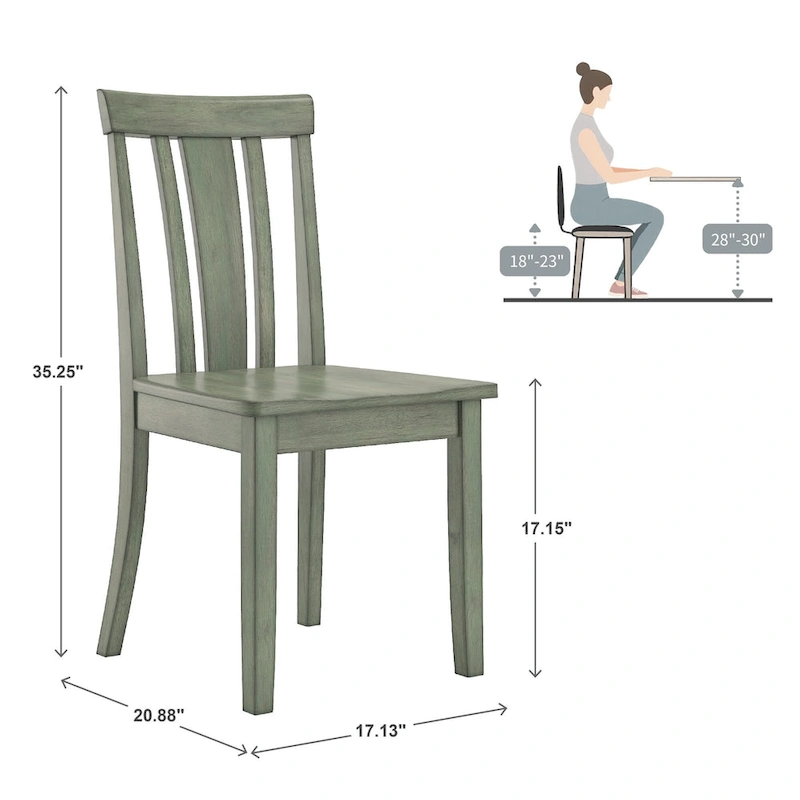 Wilmington II 60-Inch Rectangular Antique Sage Green Dining Set by iNSPIRE Q Classic