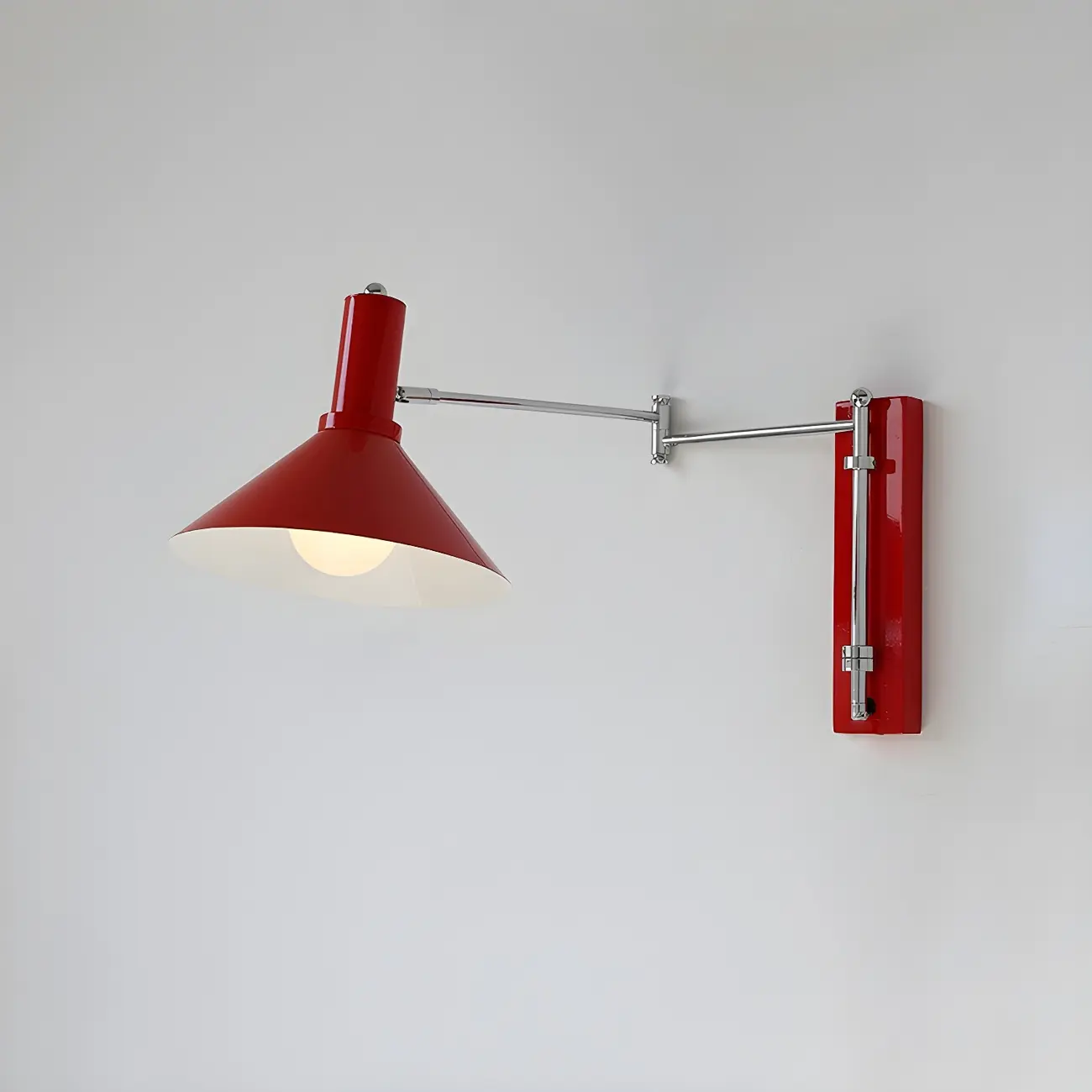 Metal Swing Arm Wall Light with Iron Shade