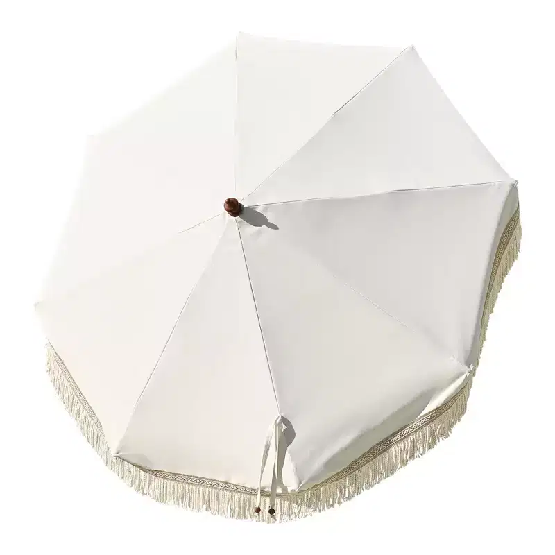LAGarden 7 Ft Fringe Umbrella Replacement Canopy Top Cover Boho Outdoor Garden,Beige with Tassels,BH7W-01PC