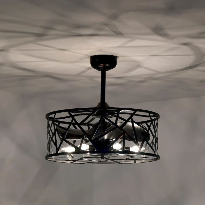 Leyton 24-inch Matte Black 6 Lights 3 Blades Lighted Ceiling Fan with Remote