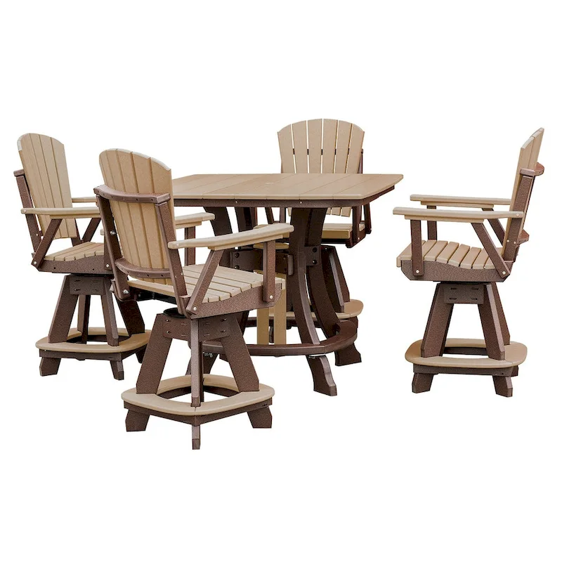 OS Home and Office Five Piece Square Counter Height Dining Set in Cedar on a Tudor Brown Base