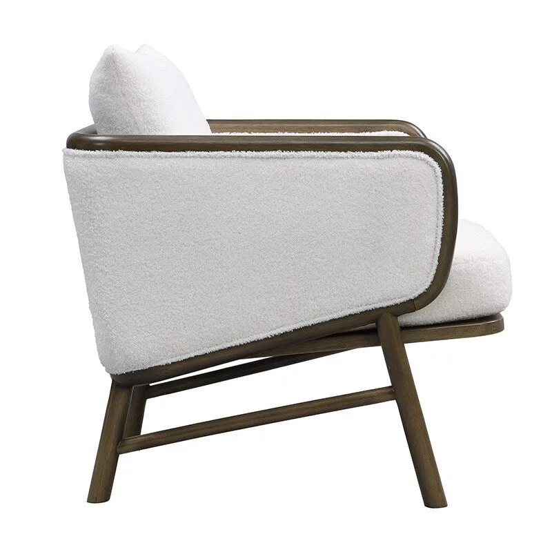 Sherpa Fabric Accent Chair Set of 2, Upholstered Armchair with Solid Wood Frame