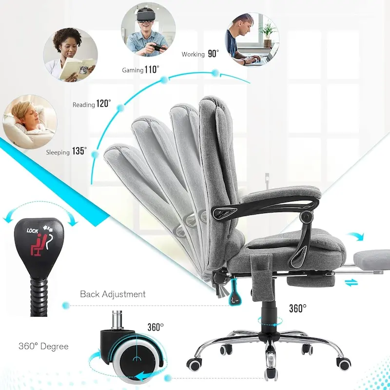 AECOJOY Heated Executive Office Chair w/ Massage &Adjustable Height