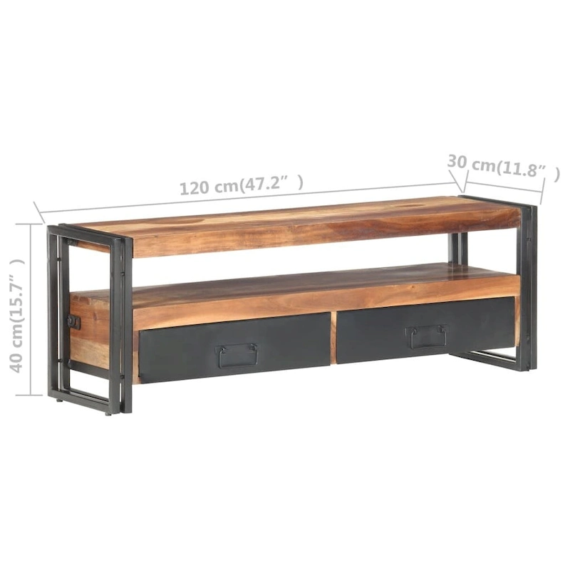 vidaXL TV Stand 47.2x11.8x15.7 Solid Wood with Finish