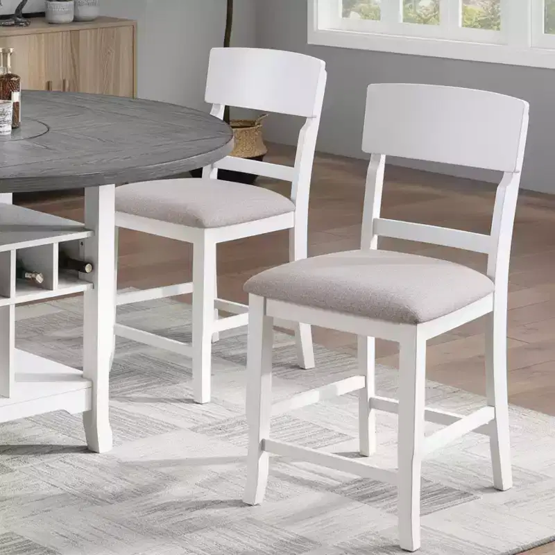 GDFStudio Nolan Modern Contemporary Wood Counter Height Dining Chairs with Ladder Back Fabric Cushion Seat (Set of 2)
