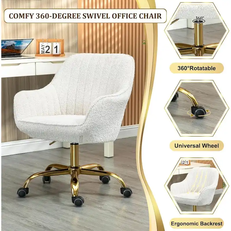 Howtai Swivel Home Office Chair with Rollers