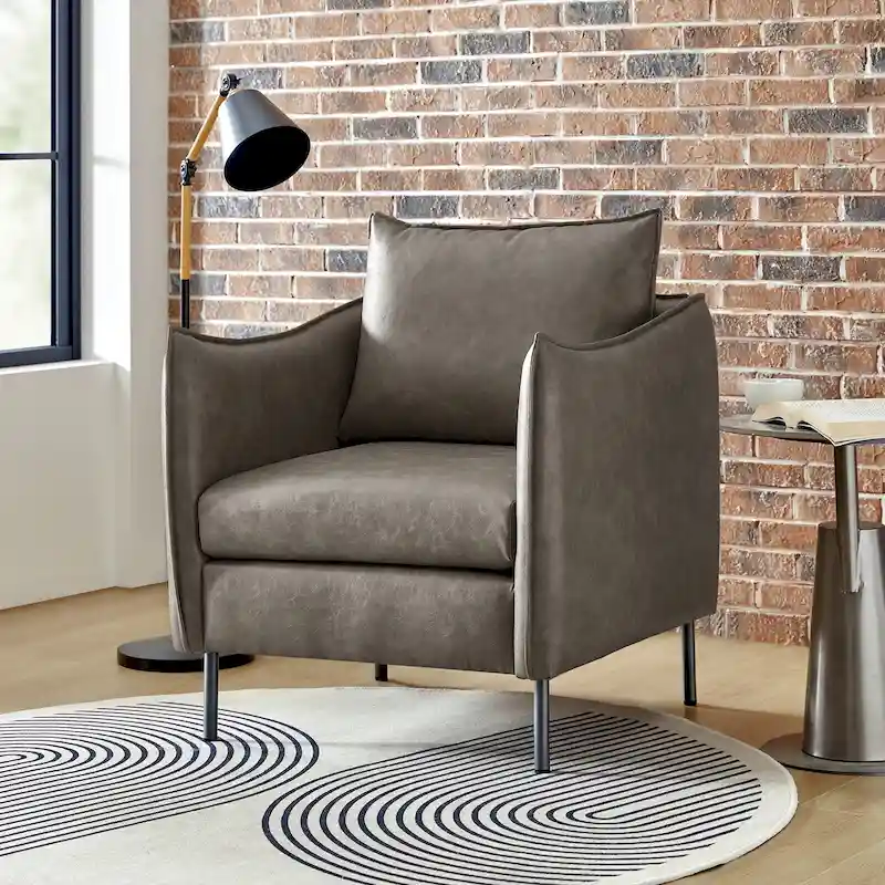 Jaime Modern Vegan Leather Accent Chair with removable Cushion by HULALA HOME