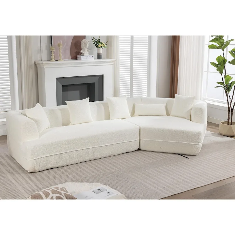 Boucle Modular Sleeper Sectional Sofa with Free Combination