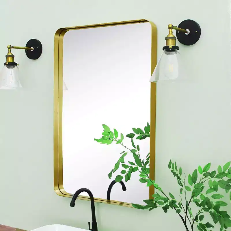 TEHOME Arthers Rectangular Stainless Steel Framed Pivoting Wall Mounted Bathroom Vanity Mirror