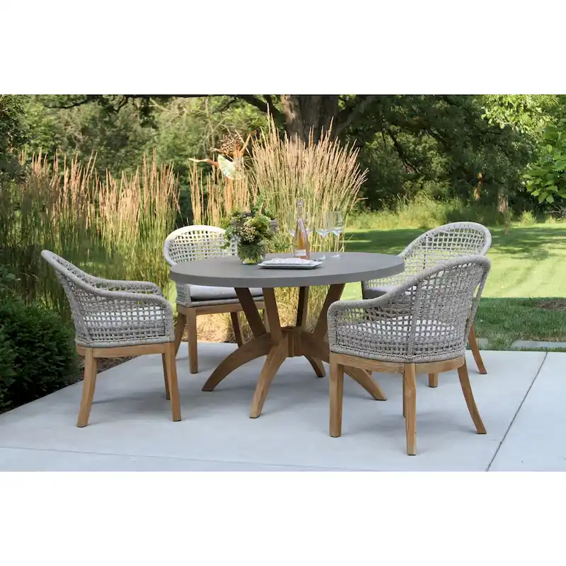 Nadine 5 pc. Teak Dining Set with Rope Chairs