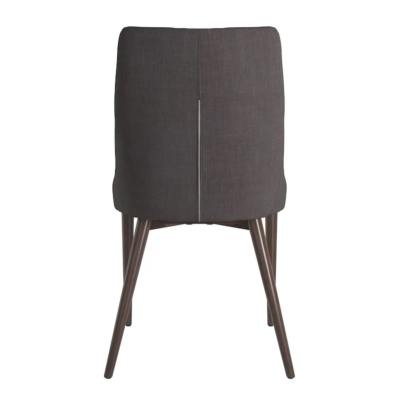 Mid-Century Barrel-Back Linen Dining Chairs with Tapered Legs – Dark Grey / Grey / White