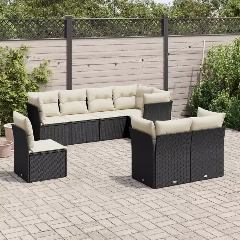 vidaXL Garden Sofa Set Rattan, Cushions