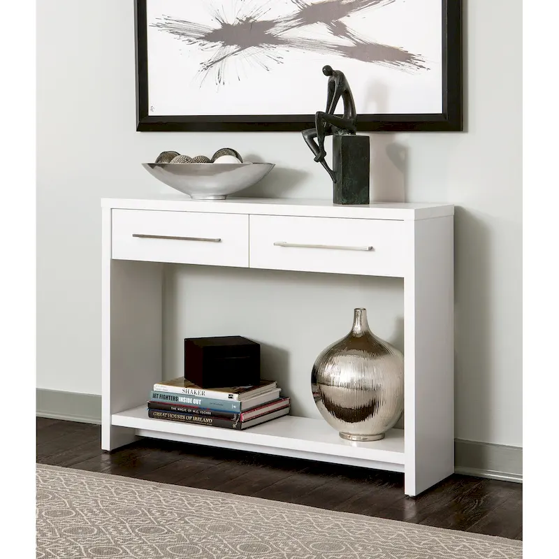 Console Table with 2 Drawers and 2 Shelves - White or Espresso Brown