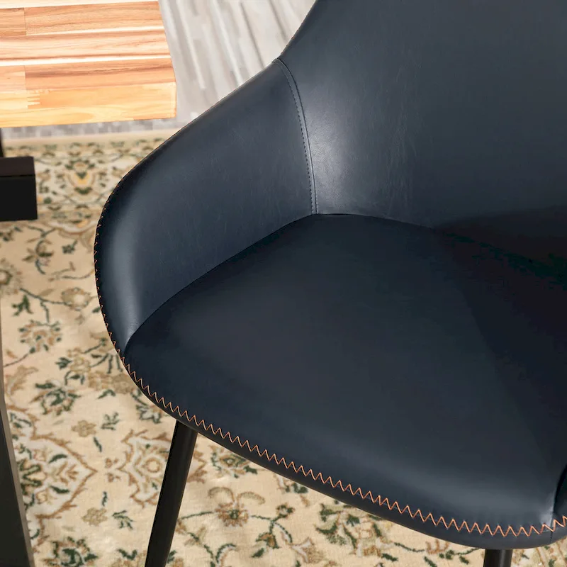 Glitzhome Set of 4 Mid-Century Leatherette Stitched Dining Accent Armchairs