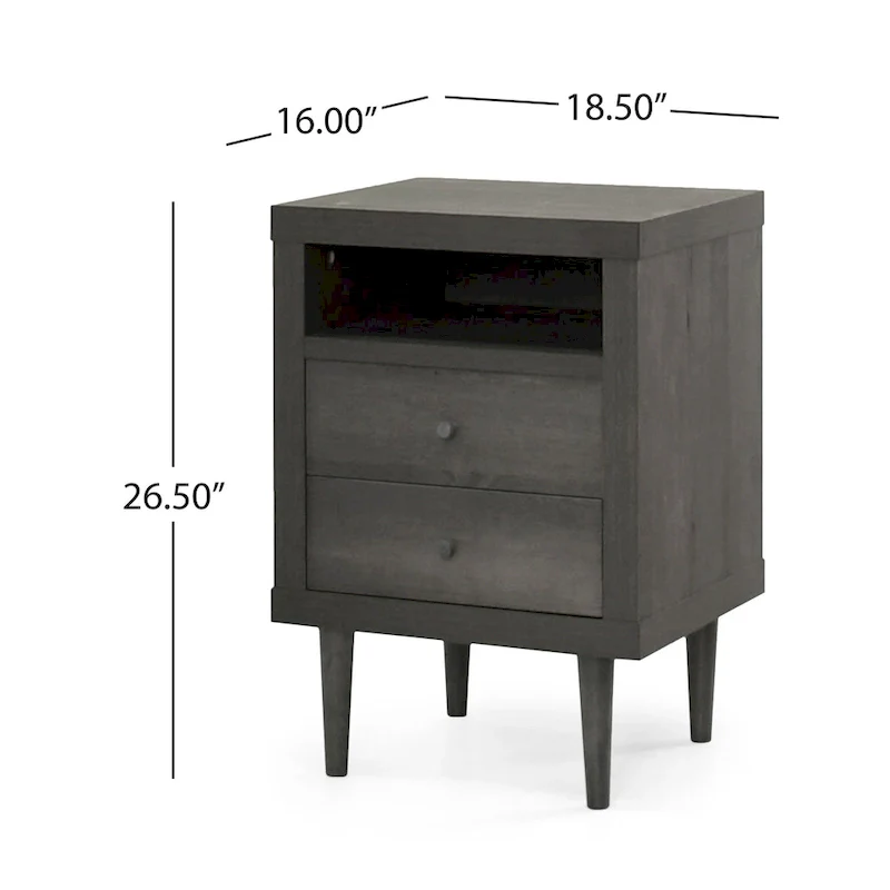 Mid-Century 2-Drawer Nightstand - Multiple Colors