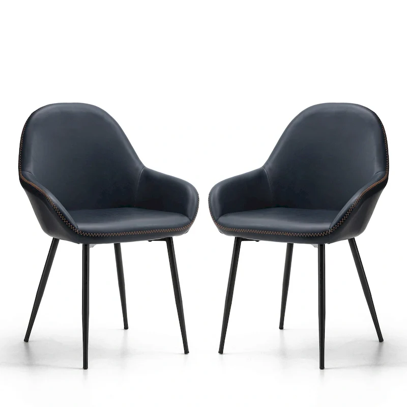 Glitzhome Set of 2/4/6 Mid-Century Modern Faux Leather Accent Dining Chairs