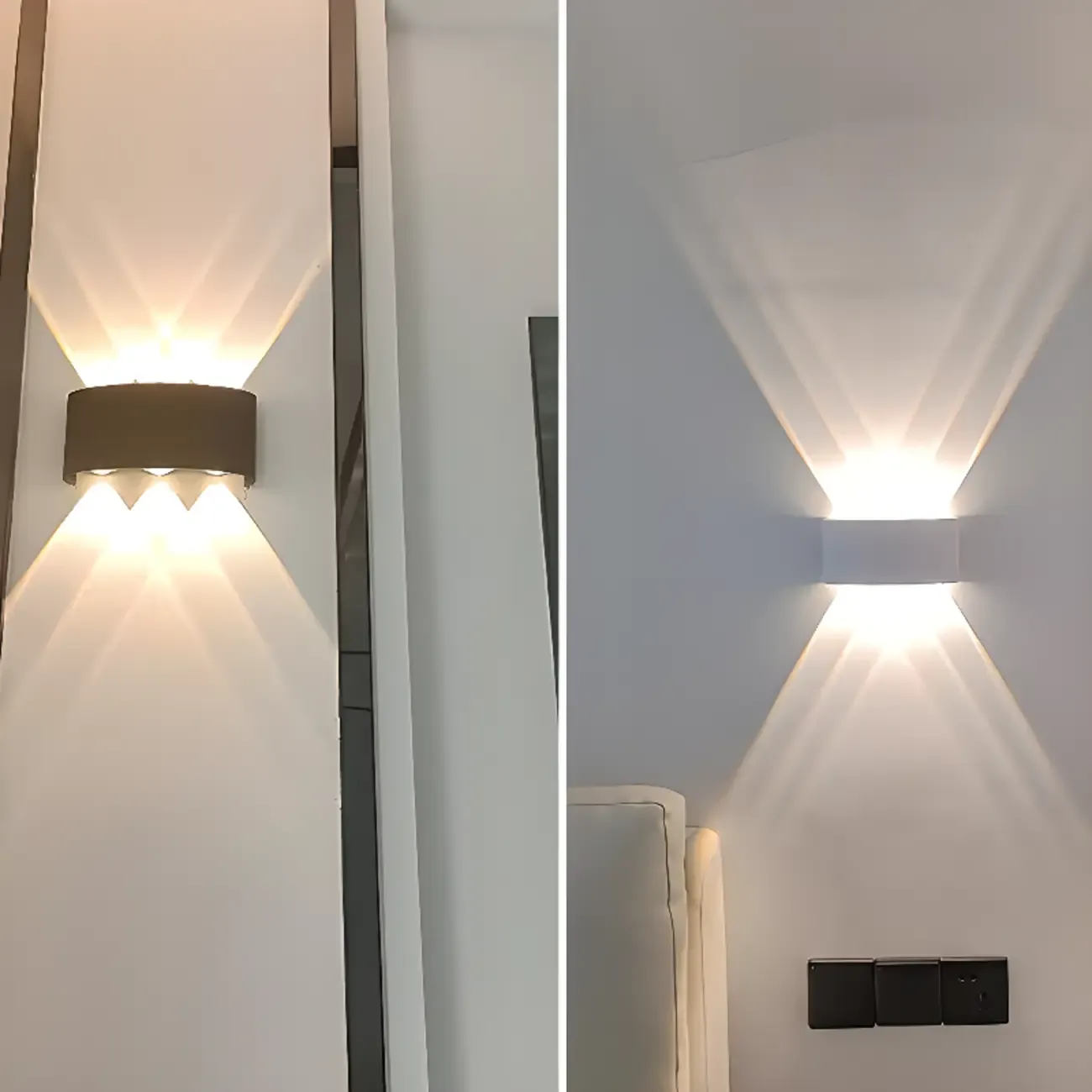 Outdoor Modern Geometric LED Wall Sconce with Dual Light