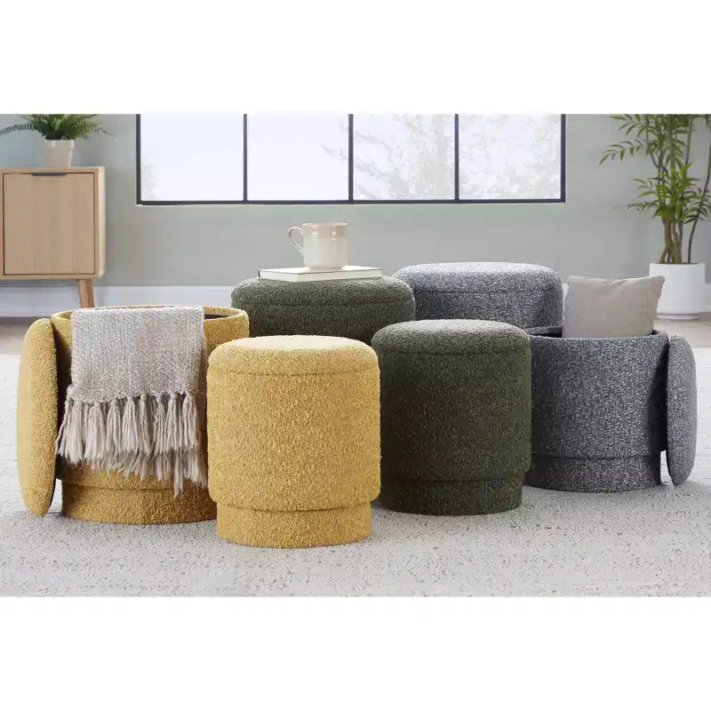 LumiSource Marla Upholstered Ottoman Set Fabric