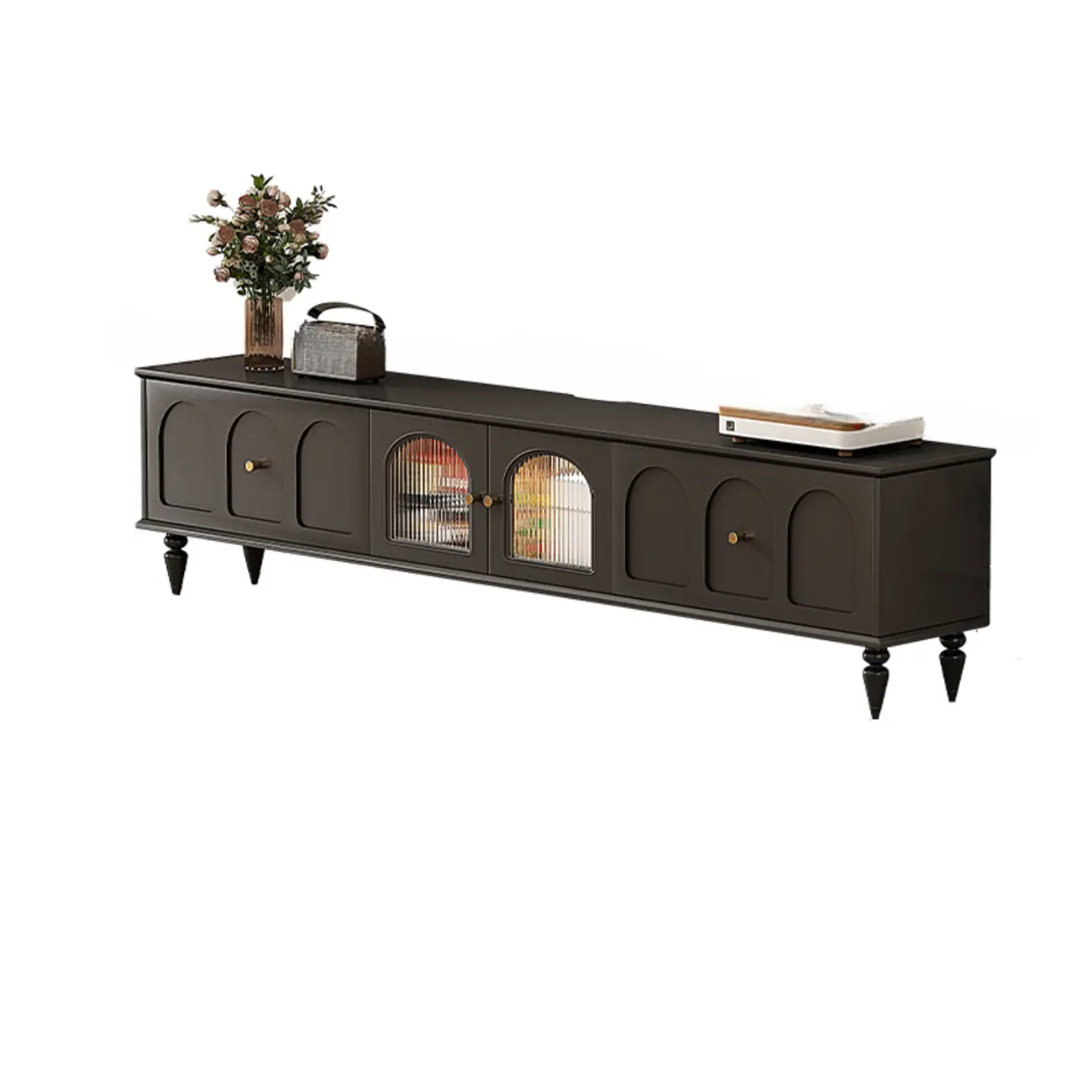 Warm Shaker Wood TV Stand with Cable Management & Light & 4-Cabinet/5 Cabinets/6 Cabinets