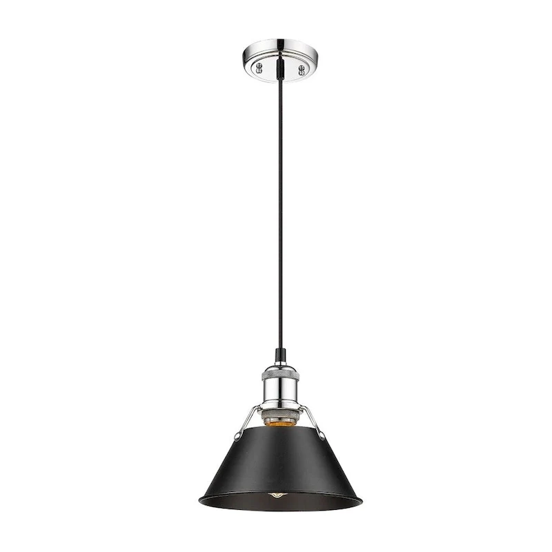 Orwell CH Mini Pendant - 7  in Chrome with Black Shade