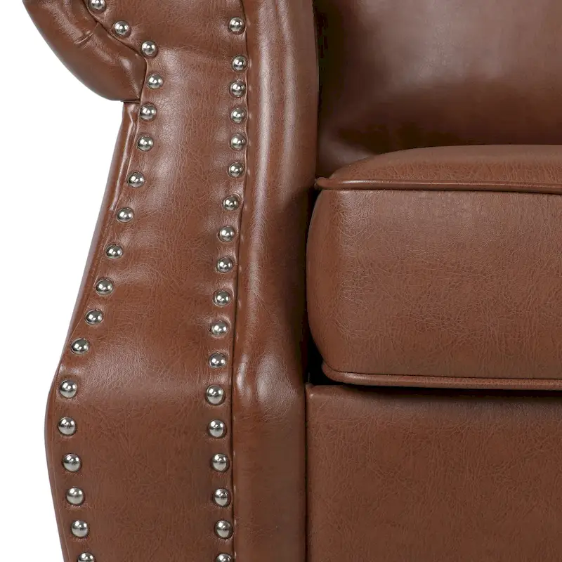 Dowd Faux Leather Club Chair with Nailhead Trim by Christopher Knight Home