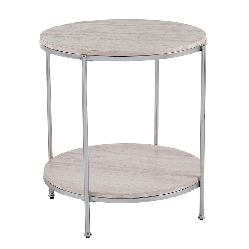 Round Faux Marble Side Table