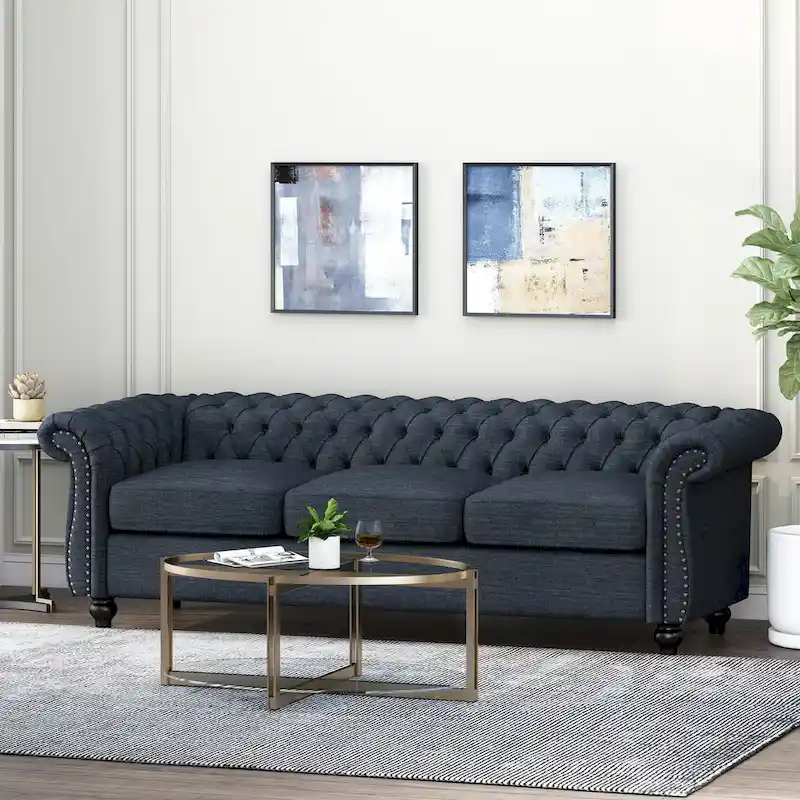 Chesterfield Button Tufted 3-seater Sofa with Nailheads