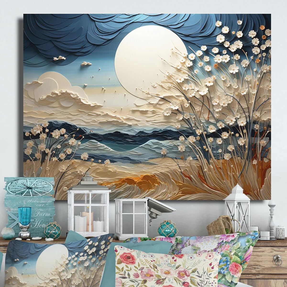 Designart Clouds Prairies Collages VI Modern Metal Wall Art