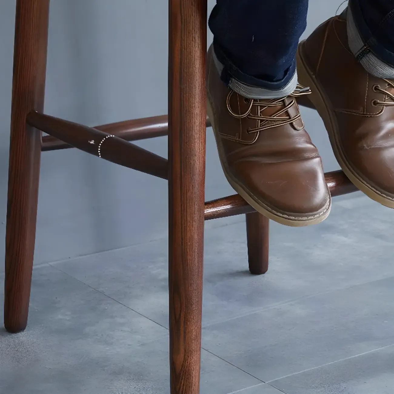 Rustic Wooden Saddle Open Curved Back Counter Bar Stools