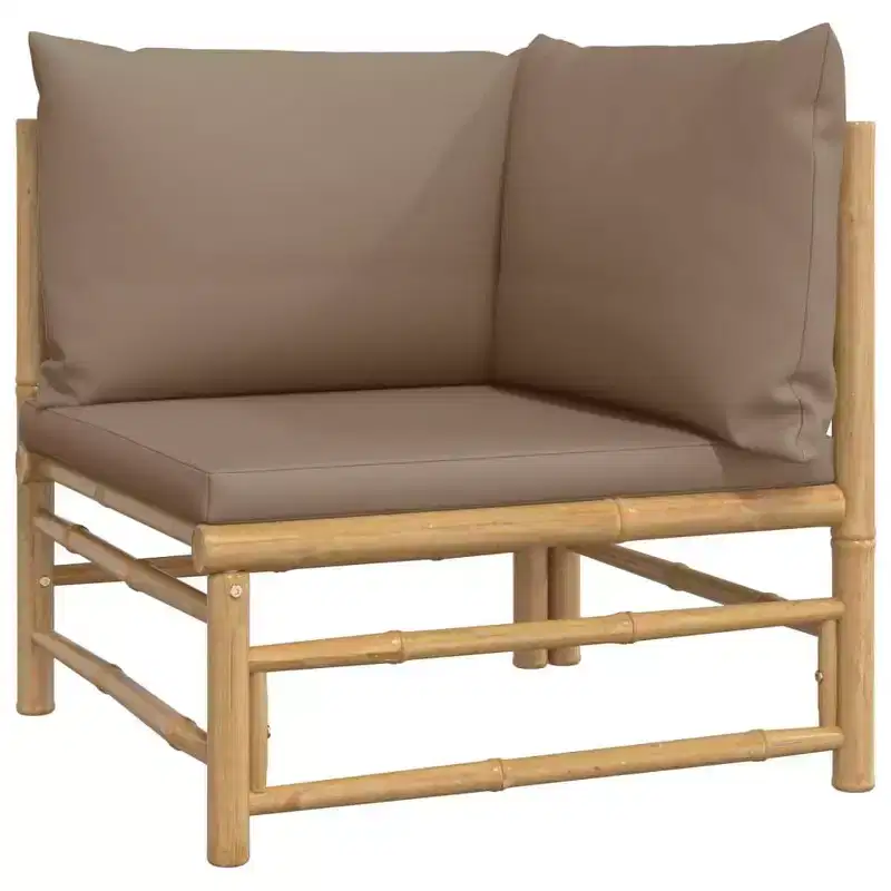 vidaXL Garden Lounge Set, Bamboo Bamboo, Fabric (100% polyester)