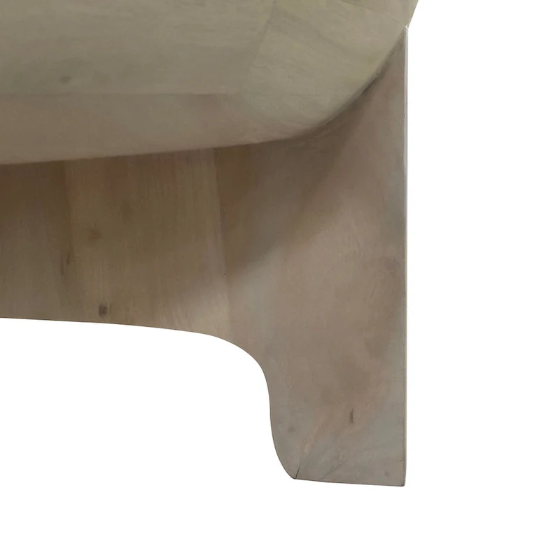 32-Inch Mango Wood Drum Top Coffee Table, Classic Washed White