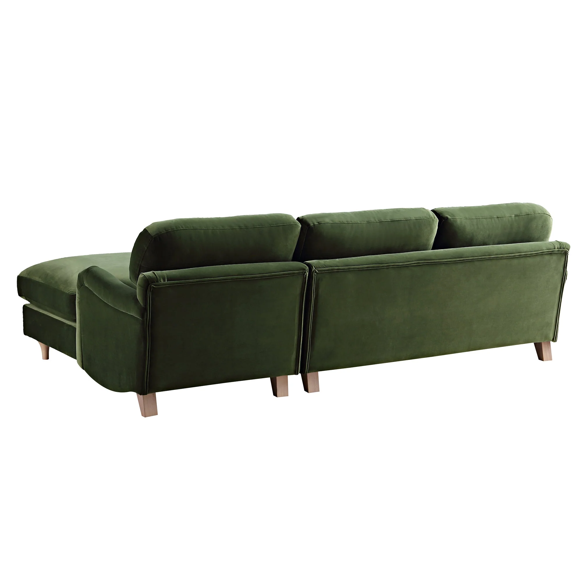 Fern Green Velvet Sofa, Grande Chaise Sofa Right Hand Facing