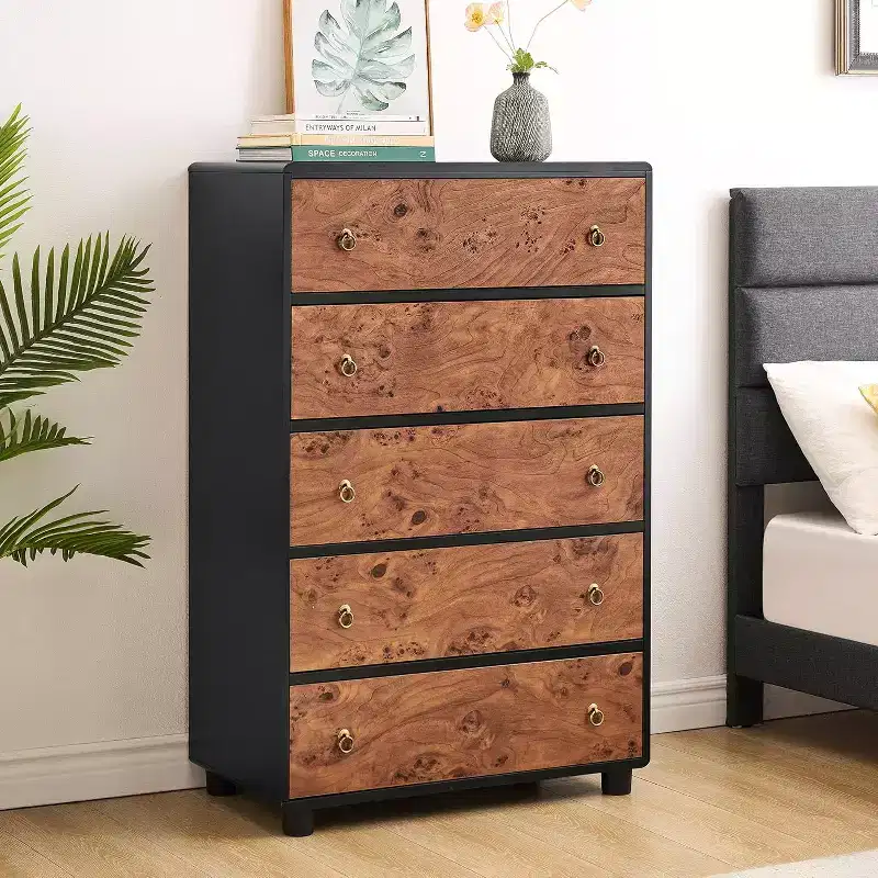 5/6/7 Drawers Dresser for Bedroom, Chest of Drawers with Vintage Circle Handle, Wood Dresser